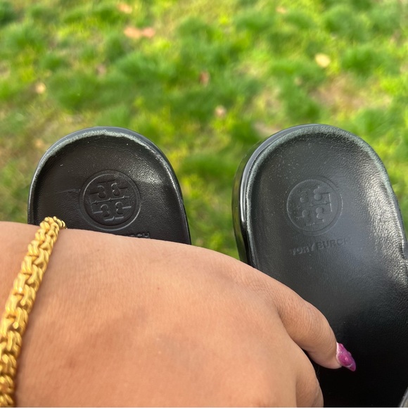 Tory Burch Brae Crystal Leather Slide Sandal Black Leather 5.5 - Picture 5 of 7